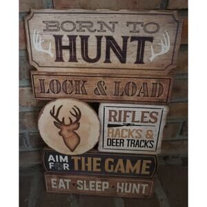Rustic Hunter Cabin Sign Hunting Lodge Buck Deer Home Decor Plaque